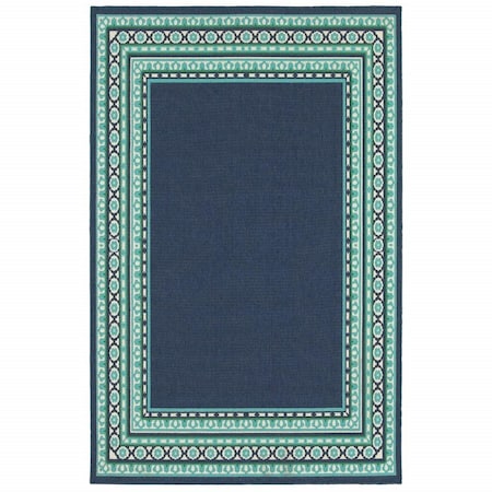 Homeroots 2 x 3 ft. Navy & Green Geometric Indoor & Outdoor Scatter Area Rug 388925